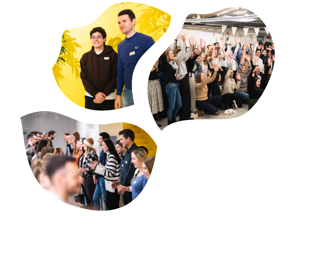 Eine Collage von Menschen in verschiedenen Posen.